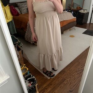 Hill House Cream Smocked Dress